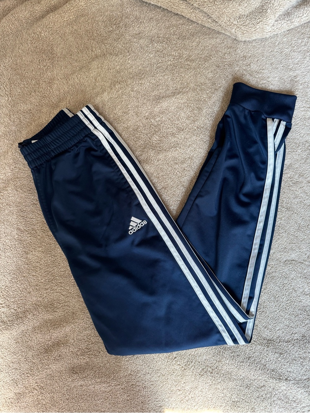 adidas Kids Navy Track Joggers with White 3-Stripes